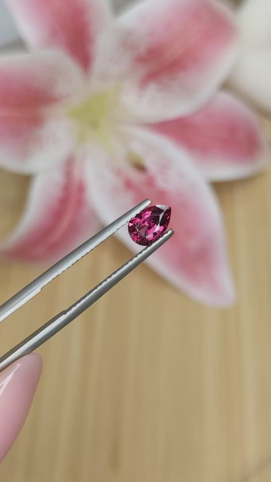 1.17 Ct. Purplish Red Rhodolite Garnet from Ceylon (Sri Lanka) Size Video