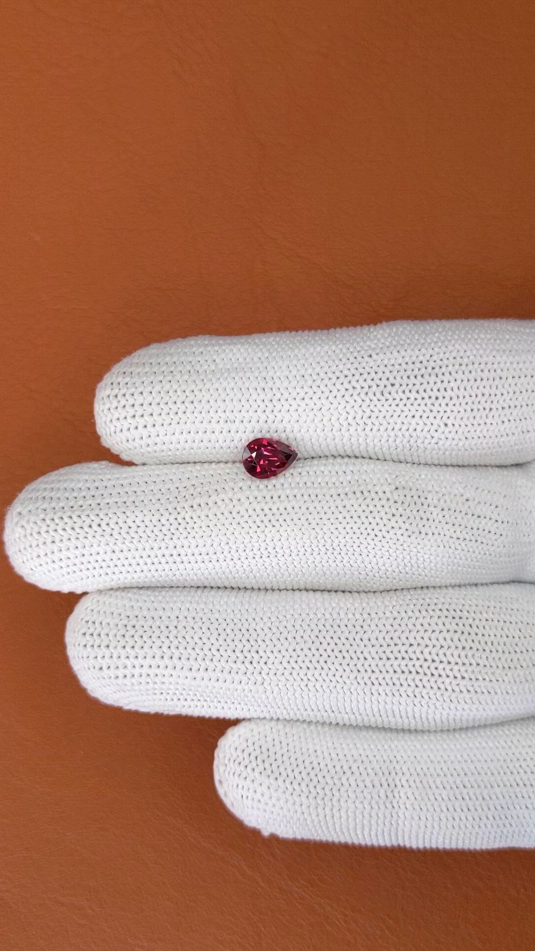 1.17 Ct. Purplish Red Rhodolite Garnet from Ceylon (Sri Lanka) Size Video