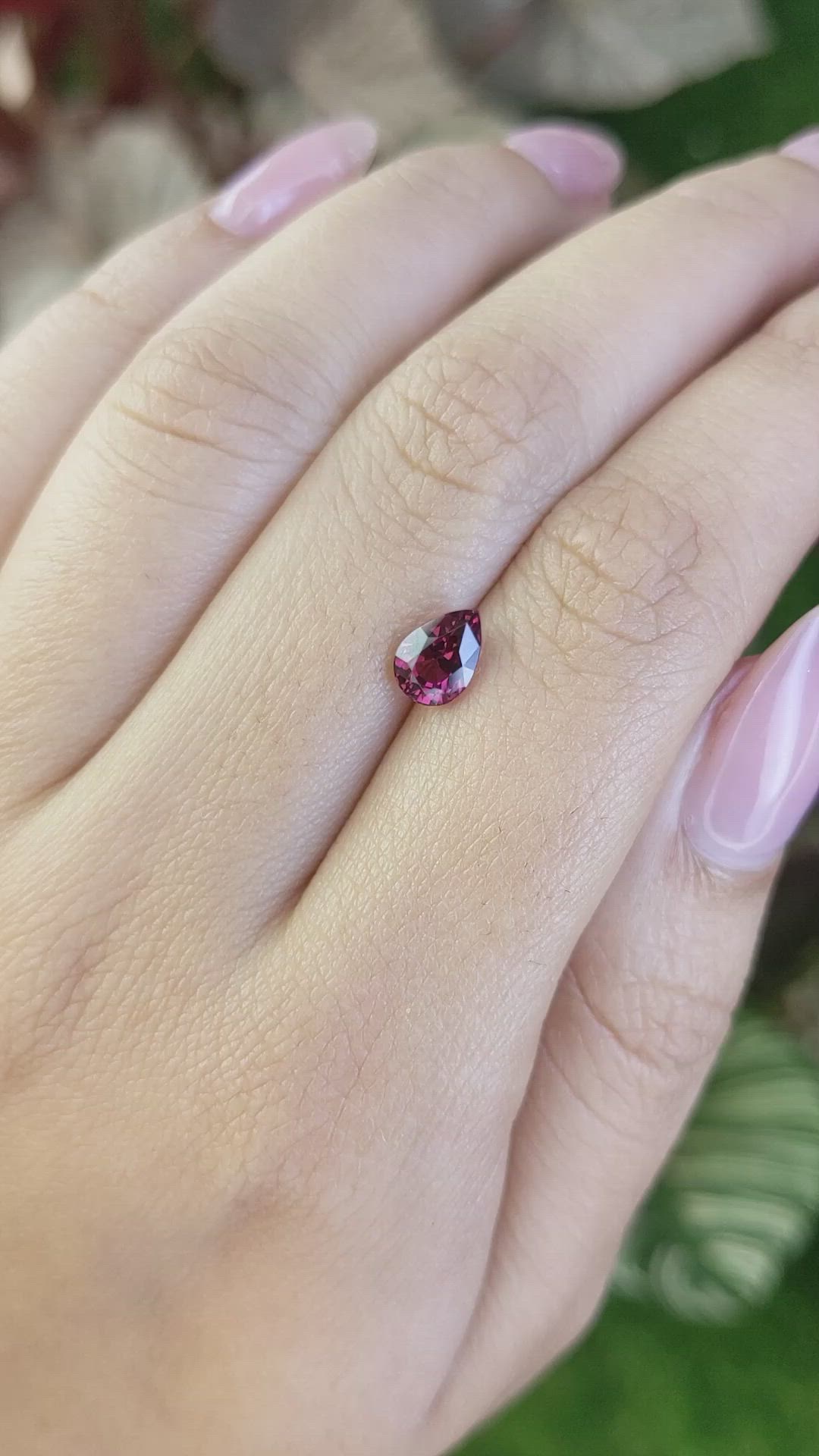 1.17 Ct. Purplish Red Rhodolite Garnet from Ceylon (Sri Lanka) Size Video