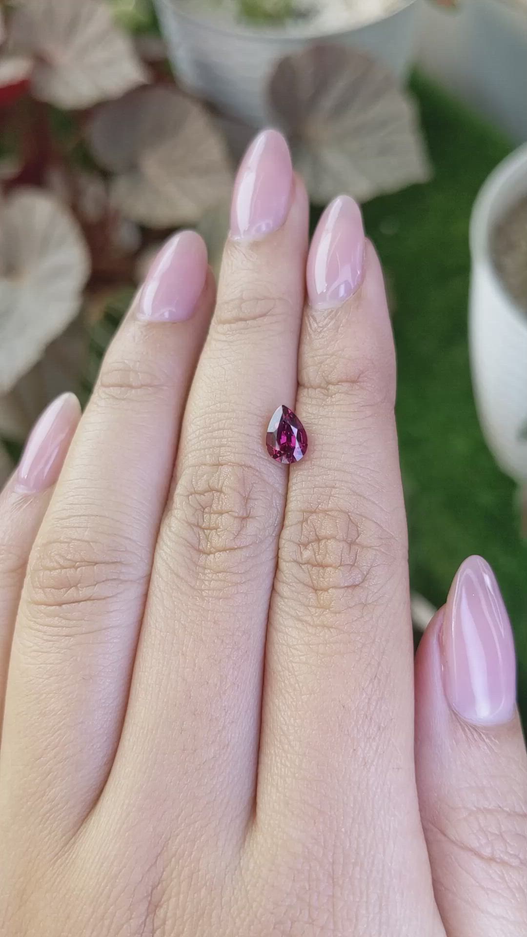 1.17 Ct. Purplish Red Rhodolite Garnet from Ceylon (Sri Lanka) Size Video