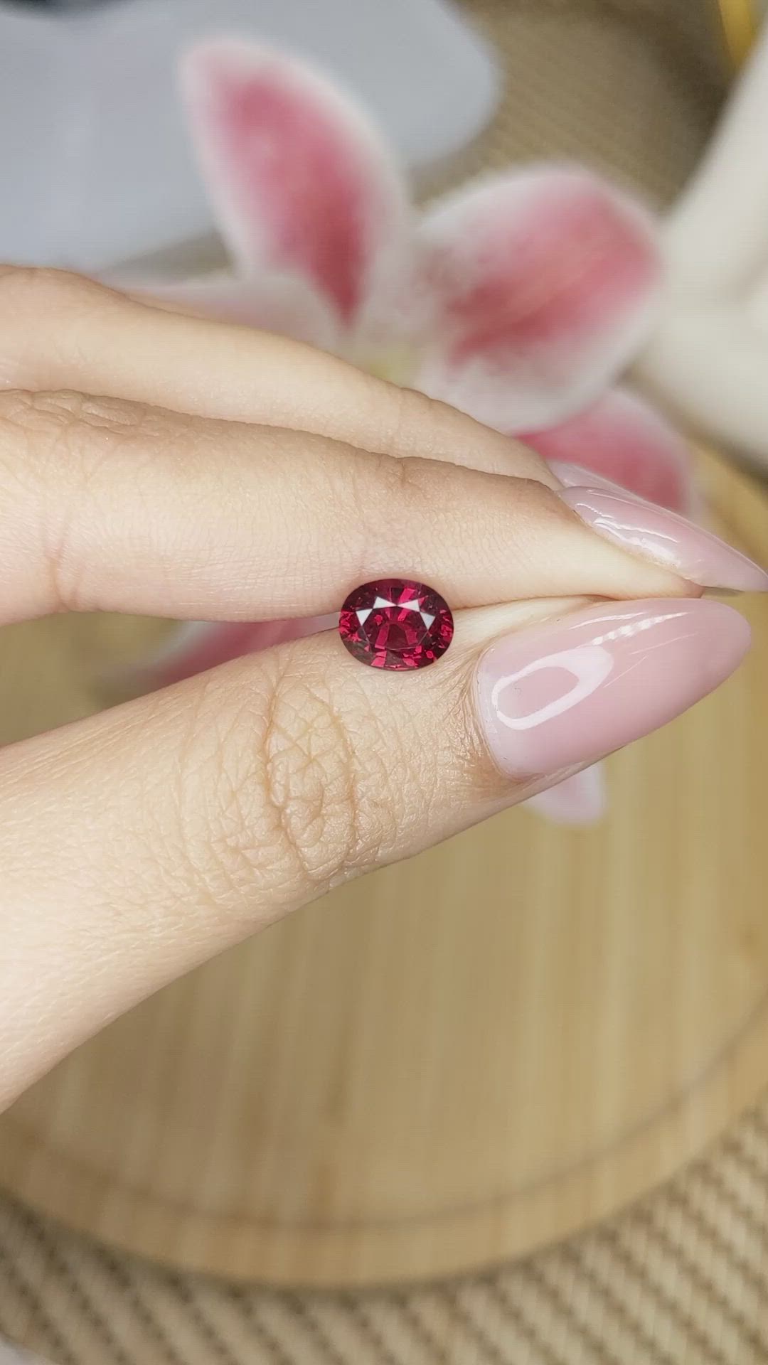 1.51 Ct. Purplish Red Rhodolite Garnet from Ceylon (Sri Lanka) Size Video