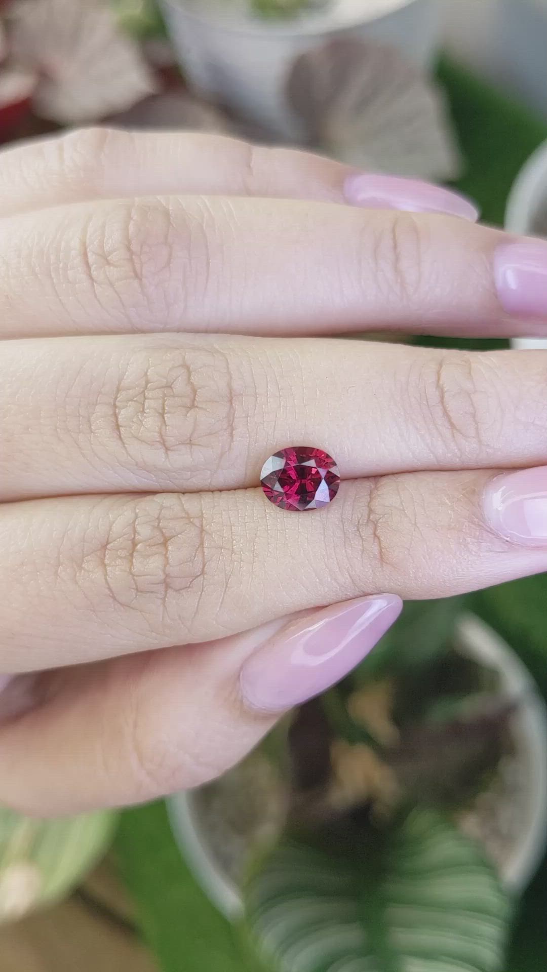 1.51 Ct. Purplish Red Rhodolite Garnet from Ceylon (Sri Lanka) Size Video