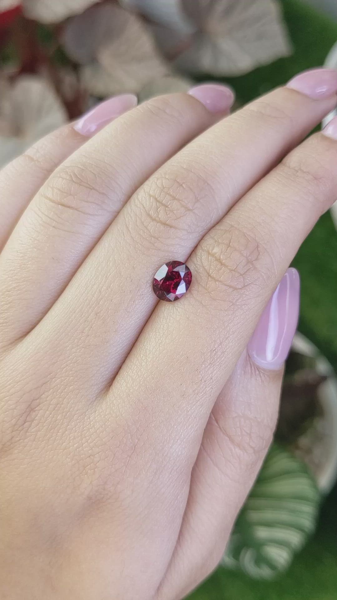 1.51 Ct. Purplish Red Rhodolite Garnet from Ceylon (Sri Lanka) Size Video