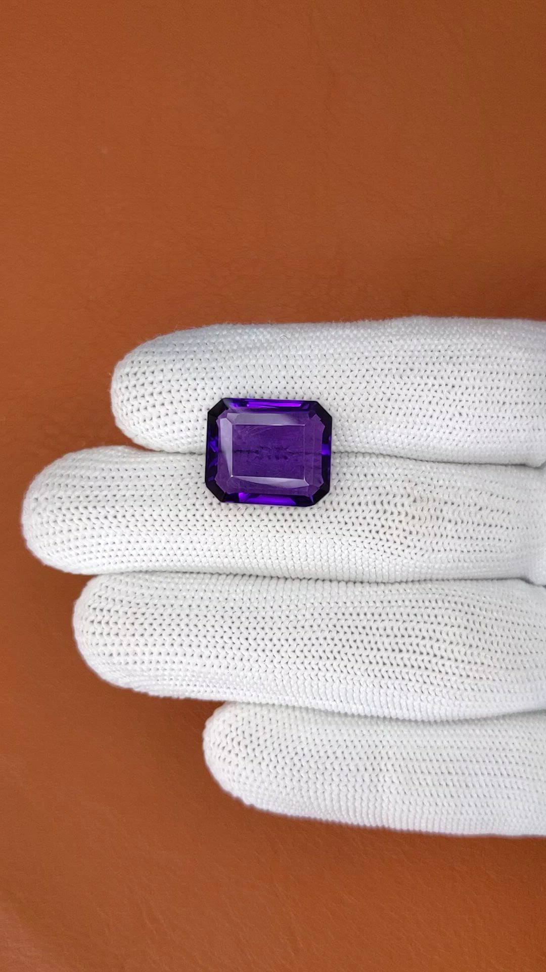 12.61 Ct. Purple Amethyst from Madagascar Size Video