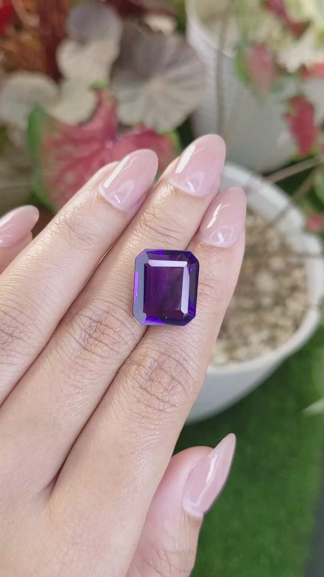 12.61 Ct. Purple Amethyst from Madagascar Size Video
