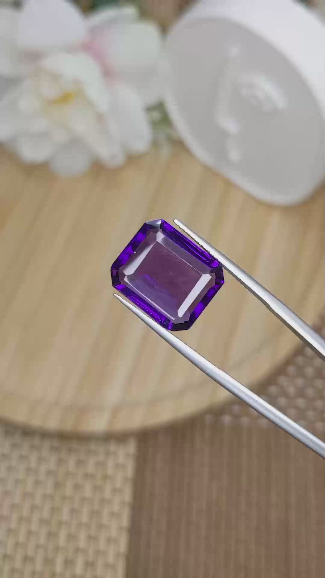 12.61 Ct. Purple Amethyst from Madagascar Size Video