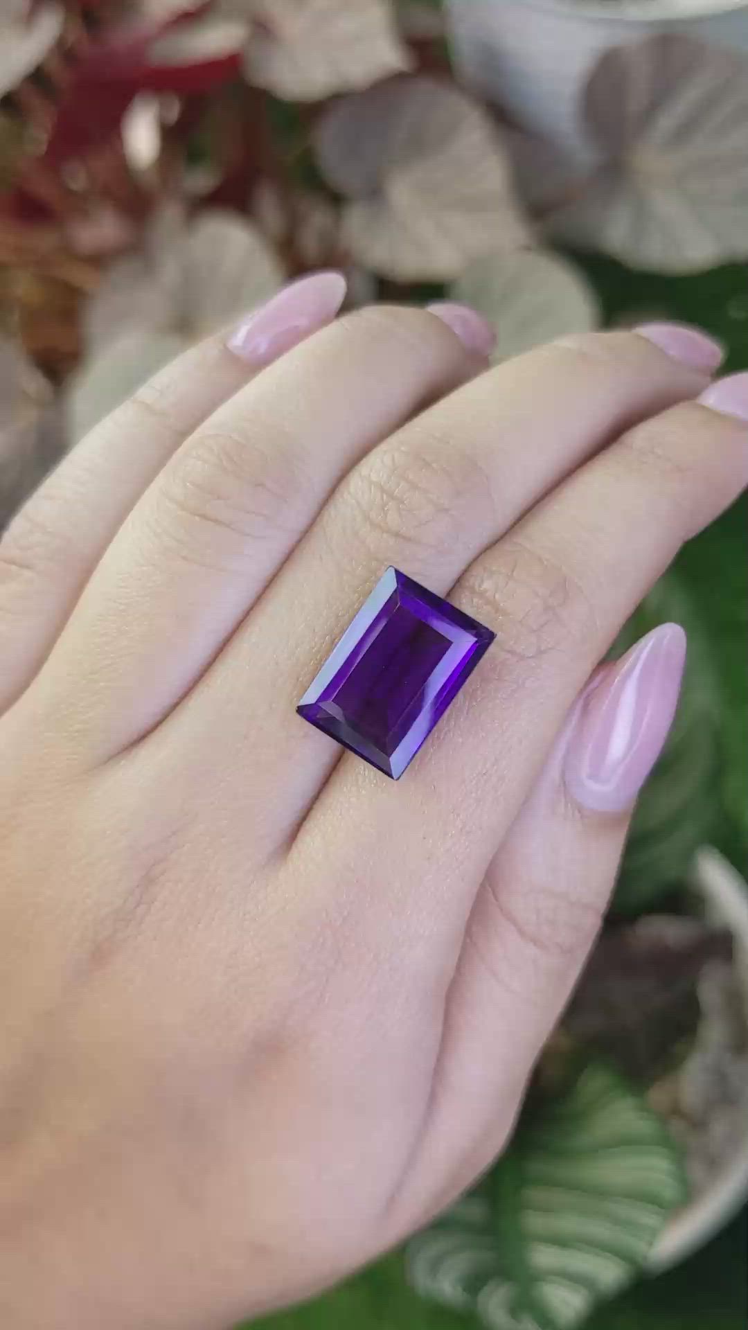 12.34 Ct. Purple Amethyst from Madagascar Size Video
