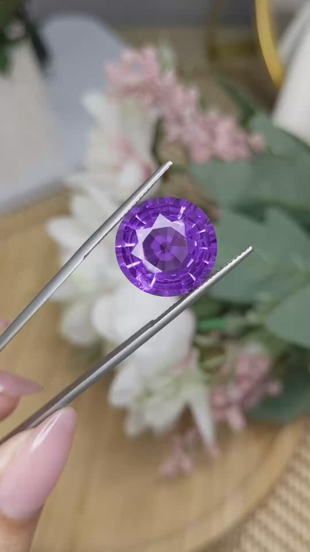 11.87 Ct. Purple Amethyst from Madagascar Size Video