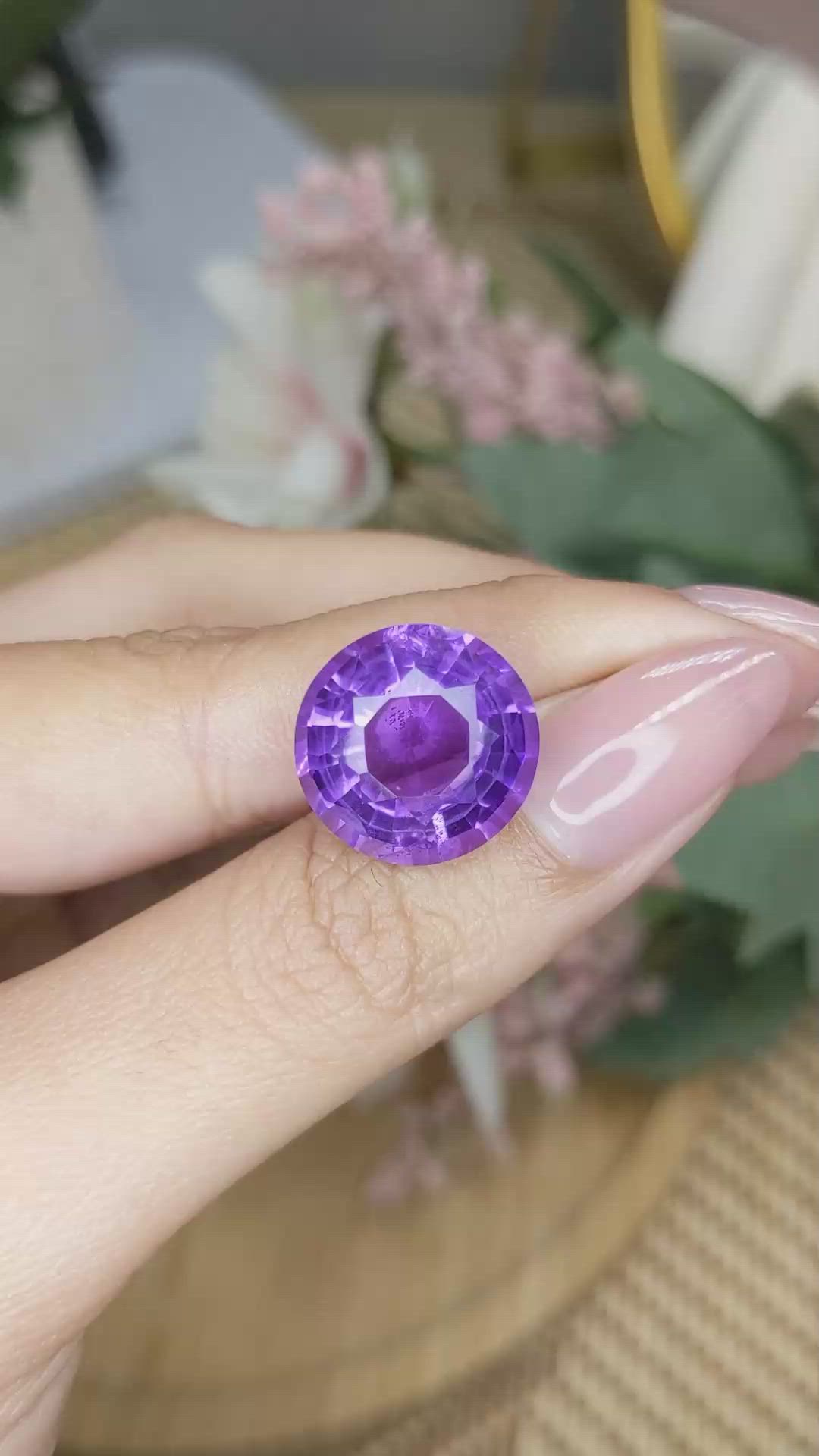 11.87 Ct. Purple Amethyst from Madagascar Size Video