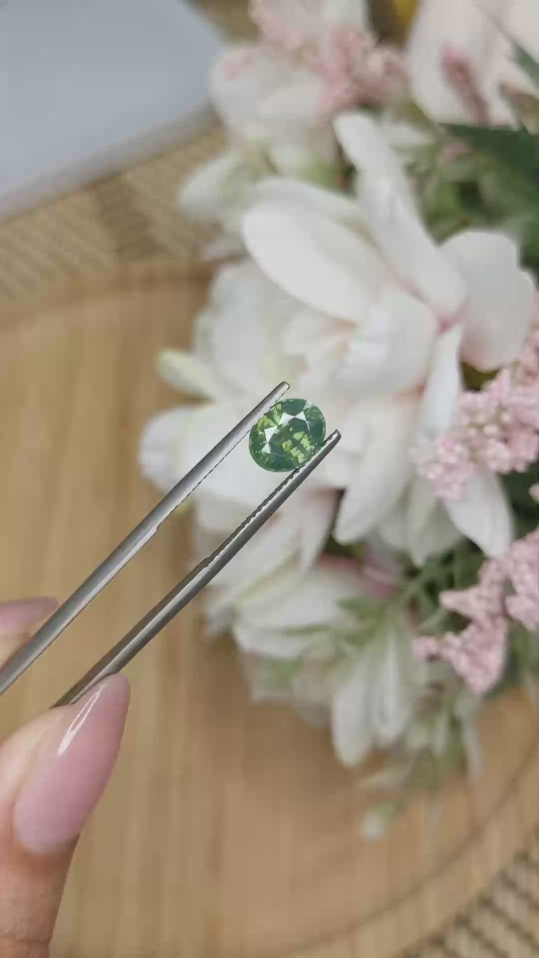 2.46 Ct. Yellowish Green Zircon from Ceylon (Sri Lanka) Size Video