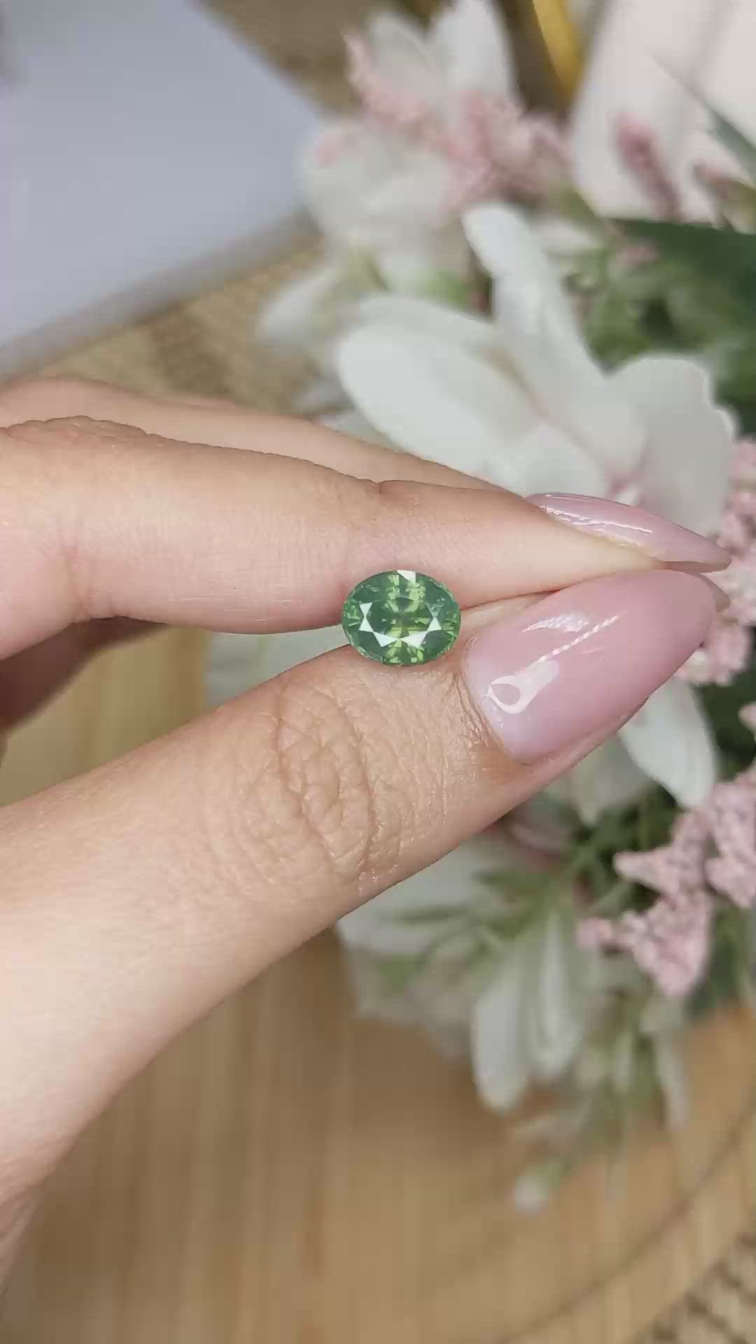 2.46 Ct. Yellowish Green Zircon from Ceylon (Sri Lanka) Size Video