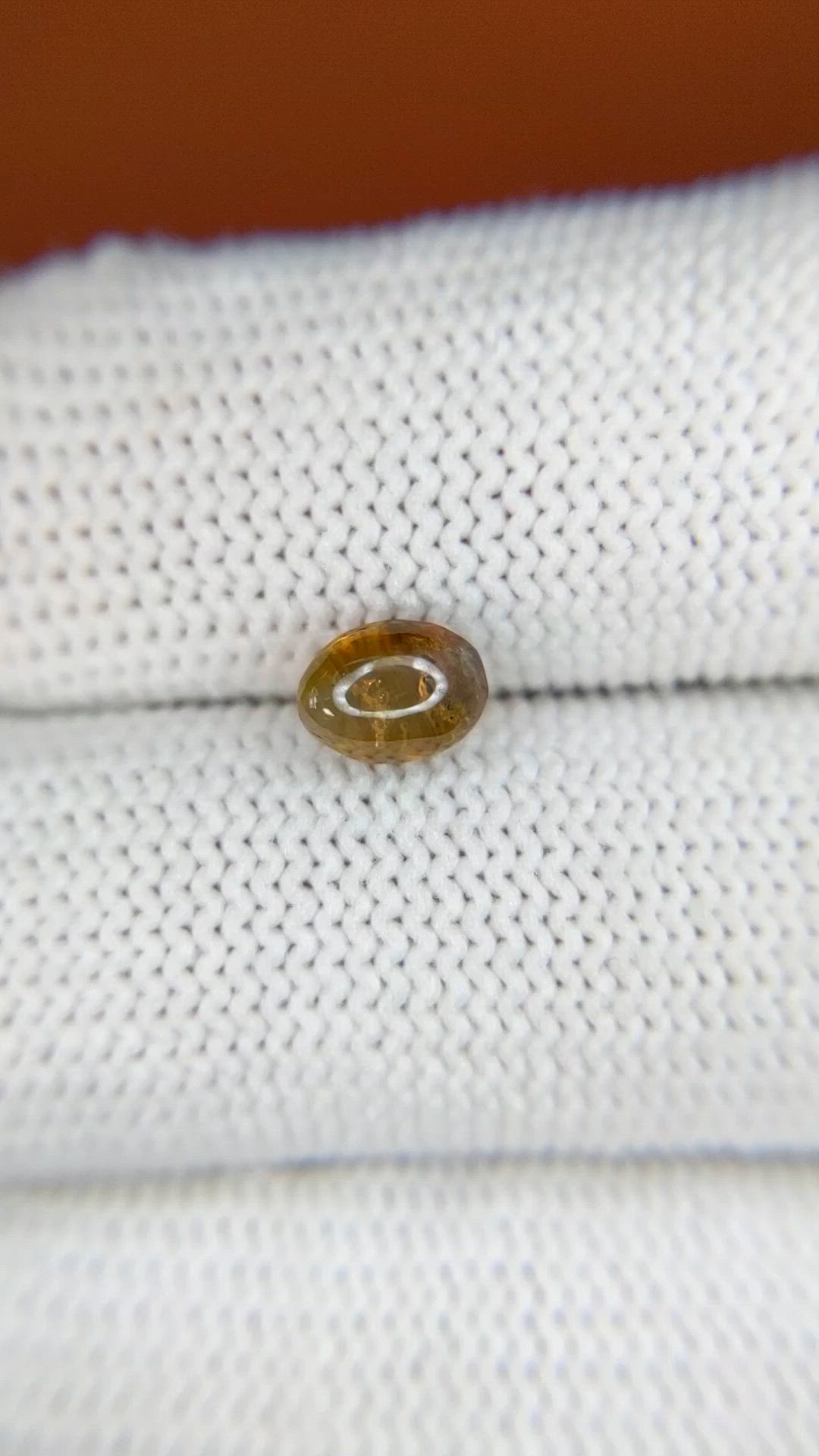 1.24 Ct. Yellowish Brown Cabochon Chrysoberyl from Ceylon (Sri Lanka) Size Video