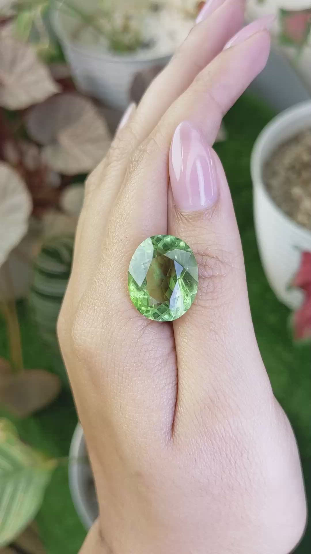 15.13 Ct. Green Prasiolite from Brazil Size Video