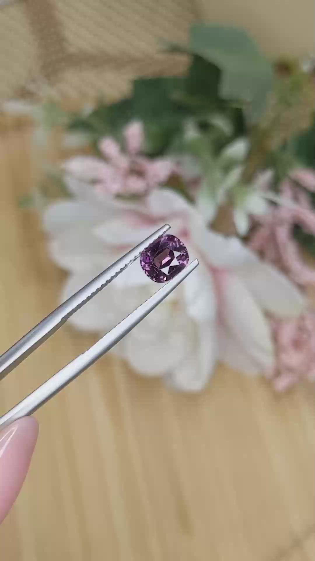 1.25 Ct. Purplish Pink Spinel from Ceylon (Sri Lanka) Size Video