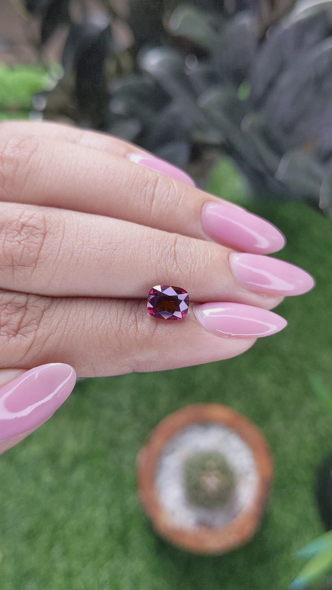 1.76 Ct. Pinkish Red Garnet Size Video