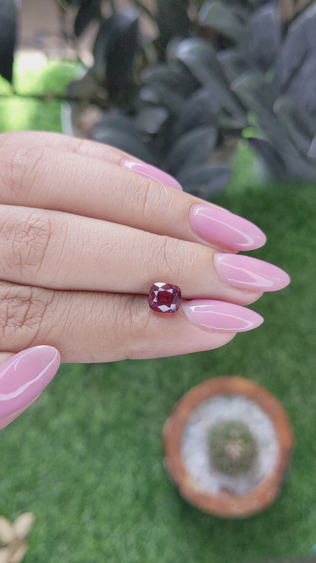1.63 Ct. Pinkish Red Garnet Size Video