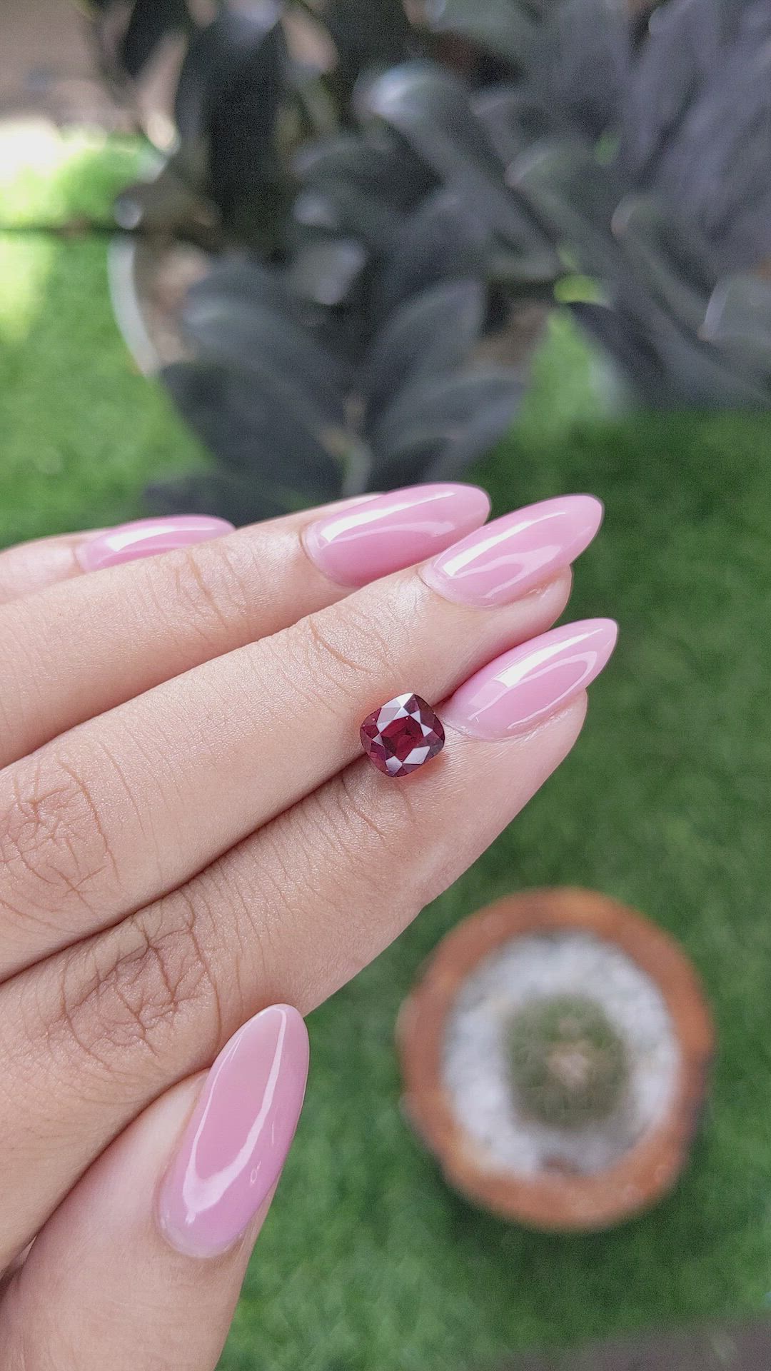 1.63 Ct. Pinkish Red Garnet Size Video