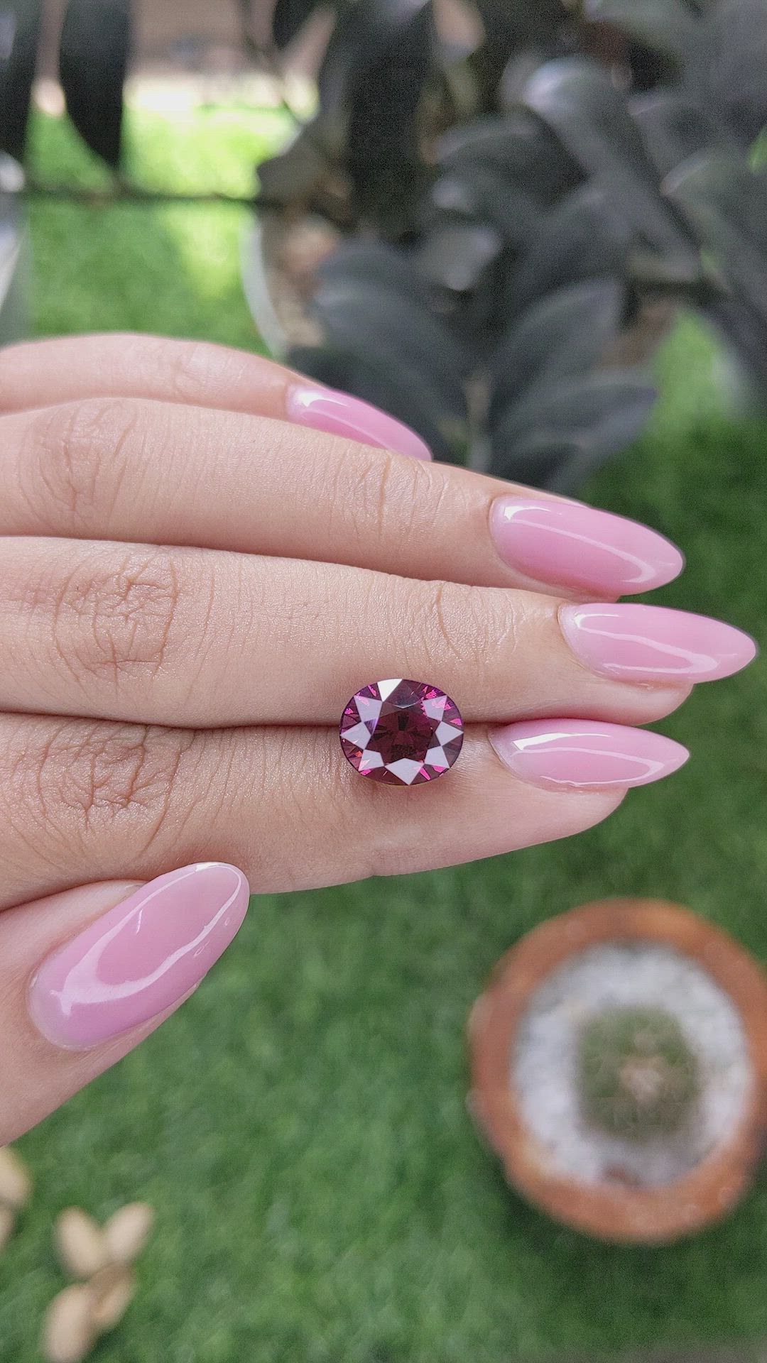 5.29 Ct. Purplish Pink Garnet Size Video