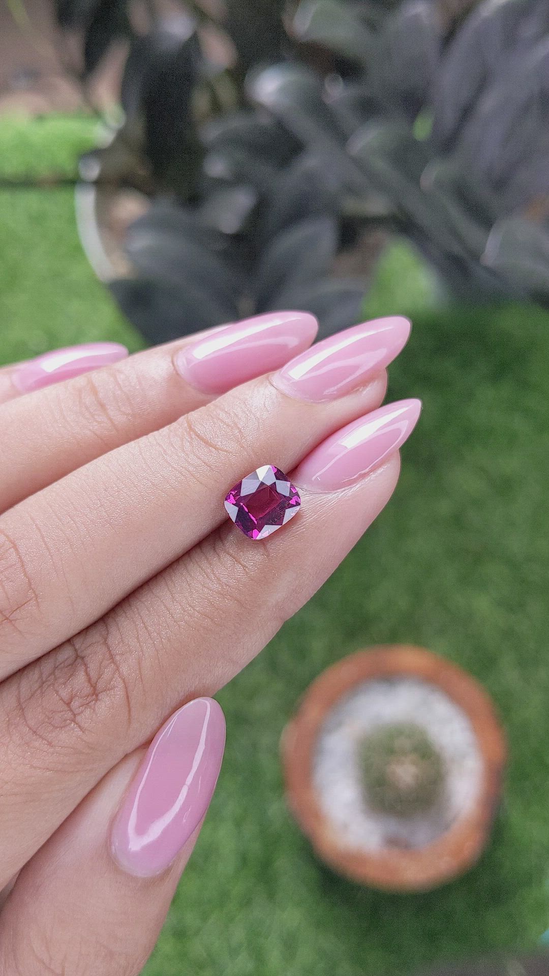 1.72 Ct. Purplish Pink Garnet Size Video