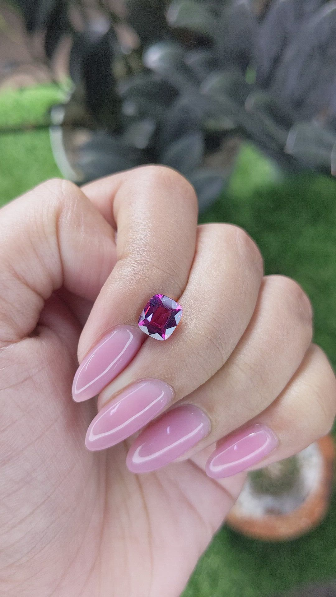 1.72 Ct. Purplish Pink Garnet Size Video