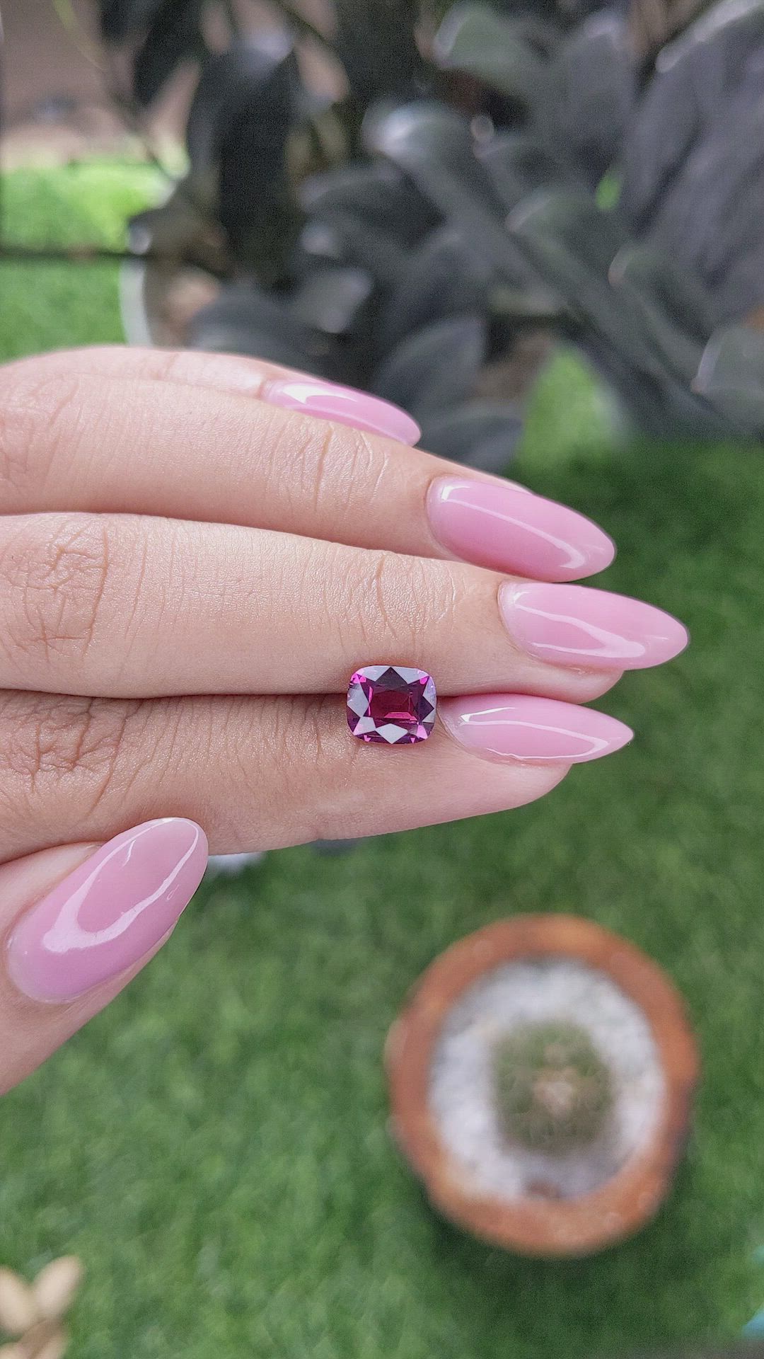 1.72 Ct. Purplish Pink Garnet Size Video
