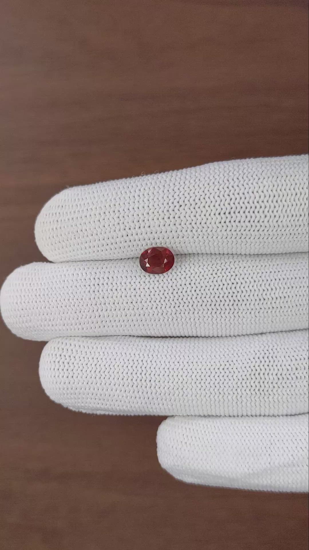 1.10 Ct. Orangish Red Malaya Garnet Size Video