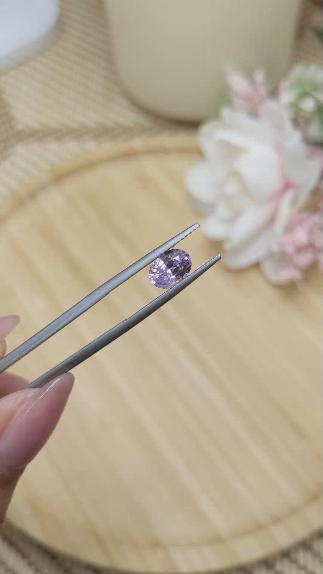 1.28 Ct. Pinkish Purple Spinel from Ceylon (Sri Lanka) Size Video