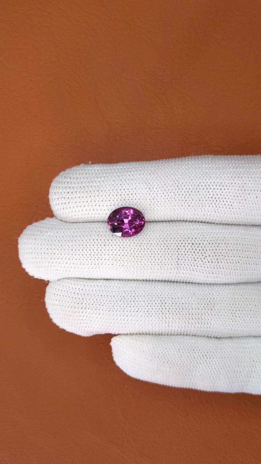 3.58 Ct. Pinkish Purple Garnet from Ceylon (Sri Lanka) Size Video