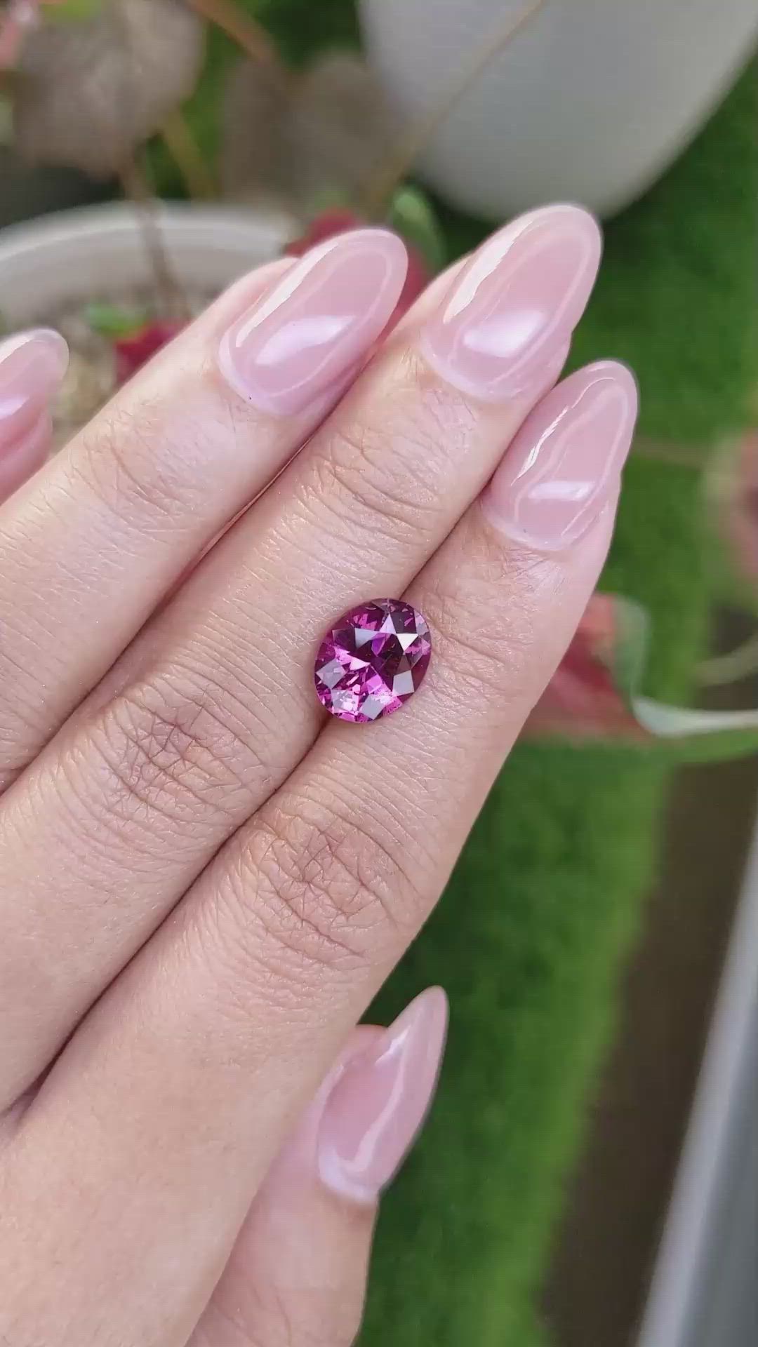 3.58 Ct. Pinkish Purple Garnet from Ceylon (Sri Lanka) Size Video