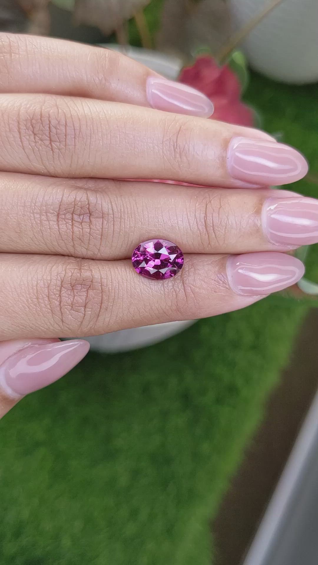 3.58 Ct. Pinkish Purple Garnet from Ceylon (Sri Lanka) Size Video
