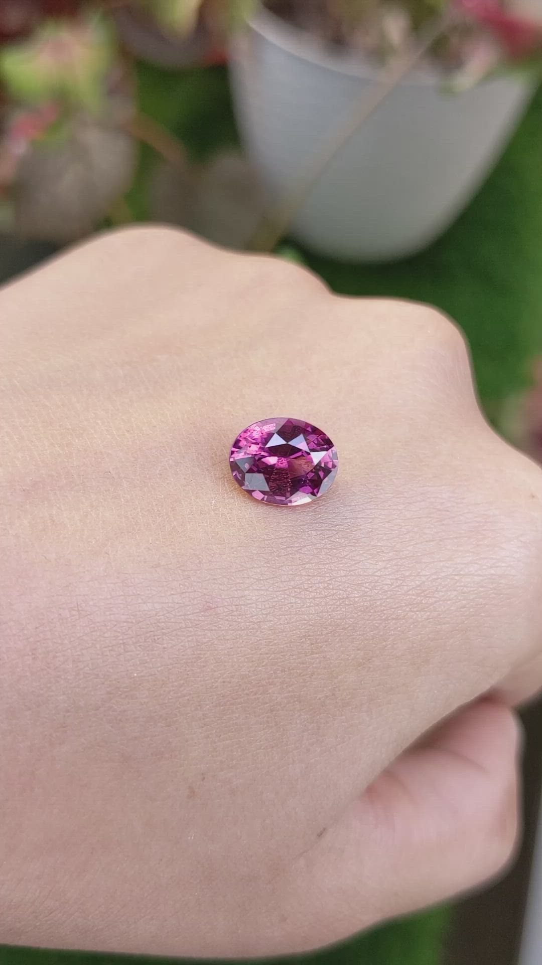 3.58 Ct. Pinkish Purple Garnet from Ceylon (Sri Lanka) Size Video