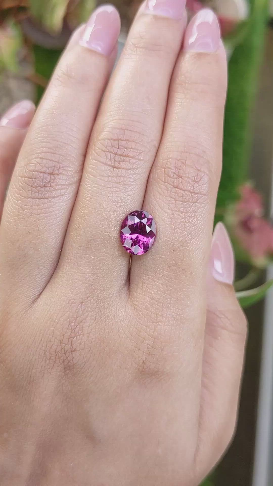 3.58 Ct. Pinkish Purple Garnet from Ceylon (Sri Lanka) Size Video