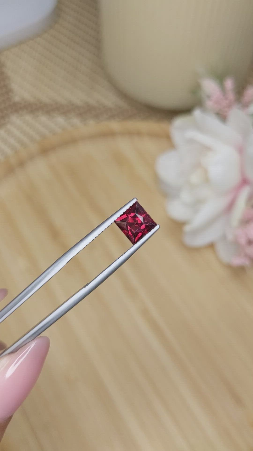 1.60 Ct. Red Garnet from Ceylon (Sri Lanka) Size Video