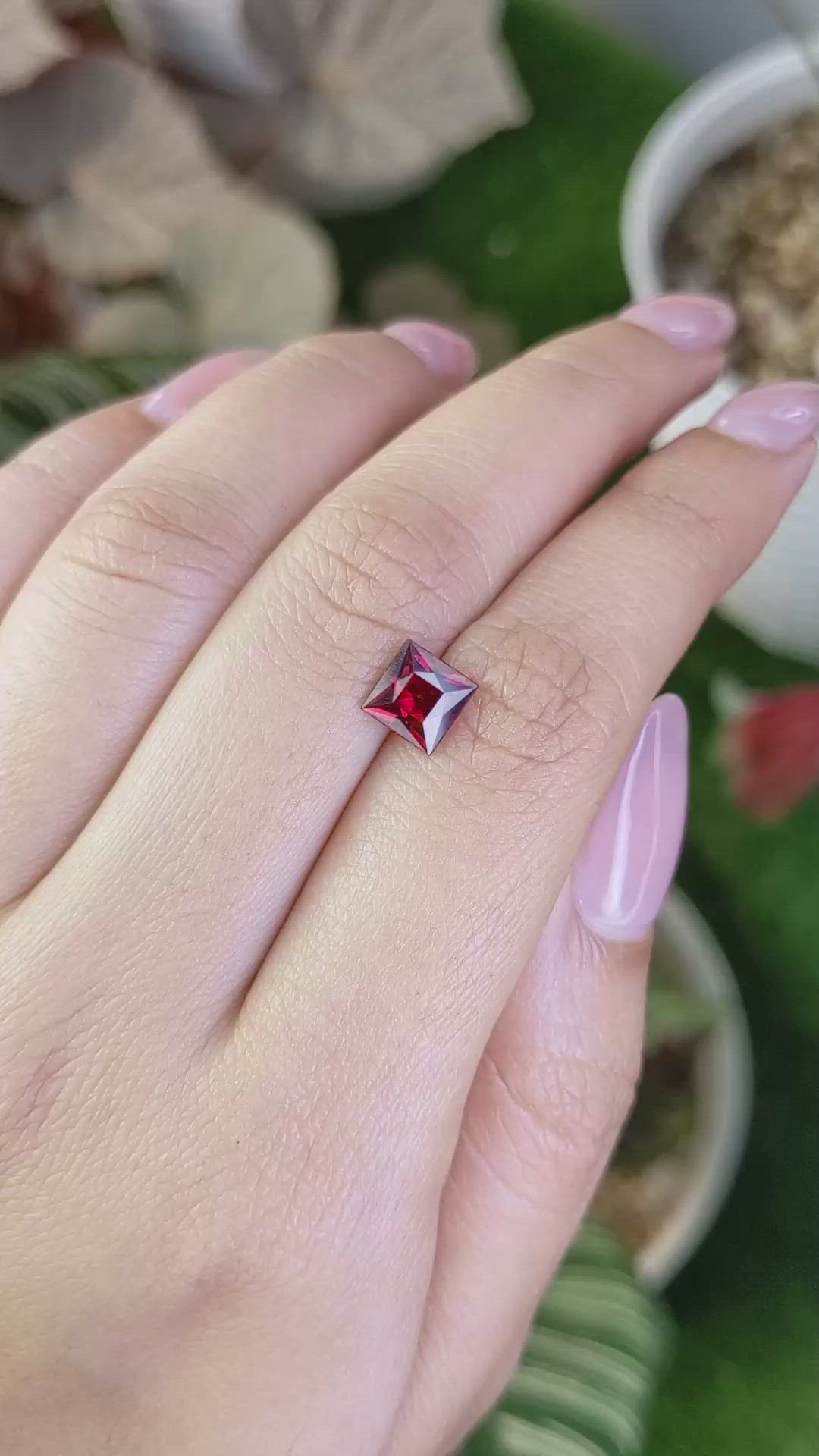 1.60 Ct. Red Garnet from Ceylon (Sri Lanka) Size Video