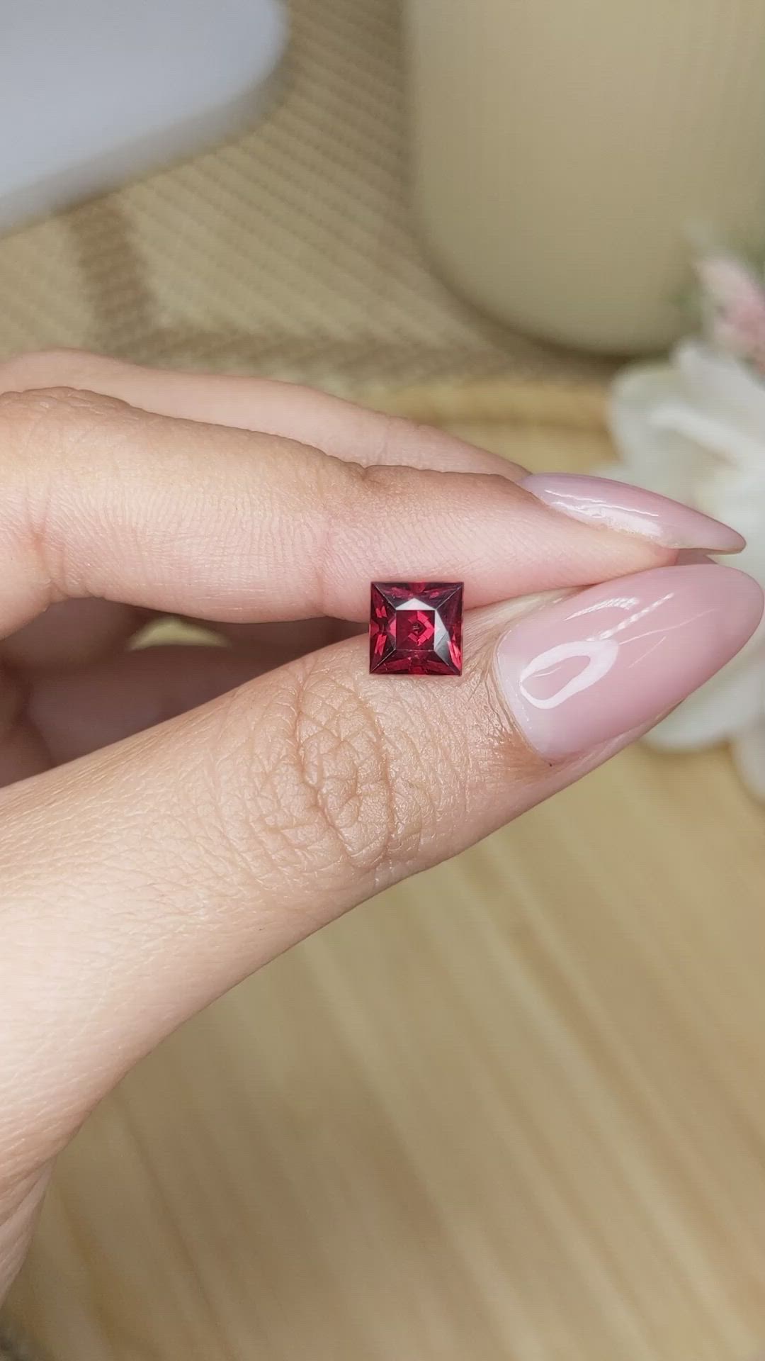 1.60 Ct. Red Garnet from Ceylon (Sri Lanka) Size Video