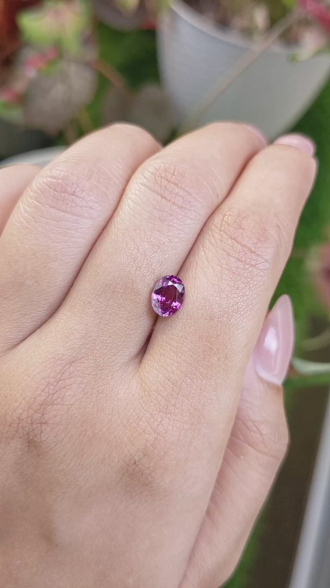 1.19 Ct. Pinkish Purple Garnet from Ceylon (Sri Lanka) Size Video