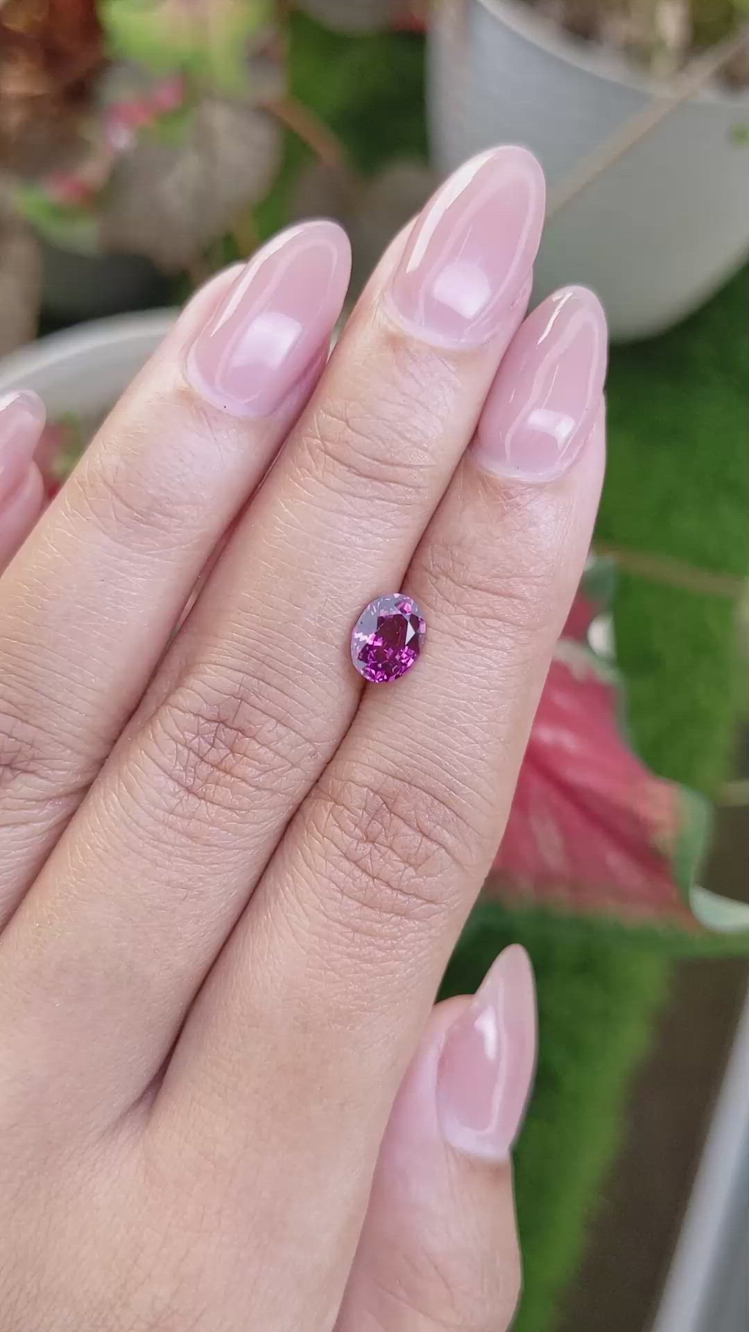 1.19 Ct. Pinkish Purple Garnet from Ceylon (Sri Lanka) Size Video