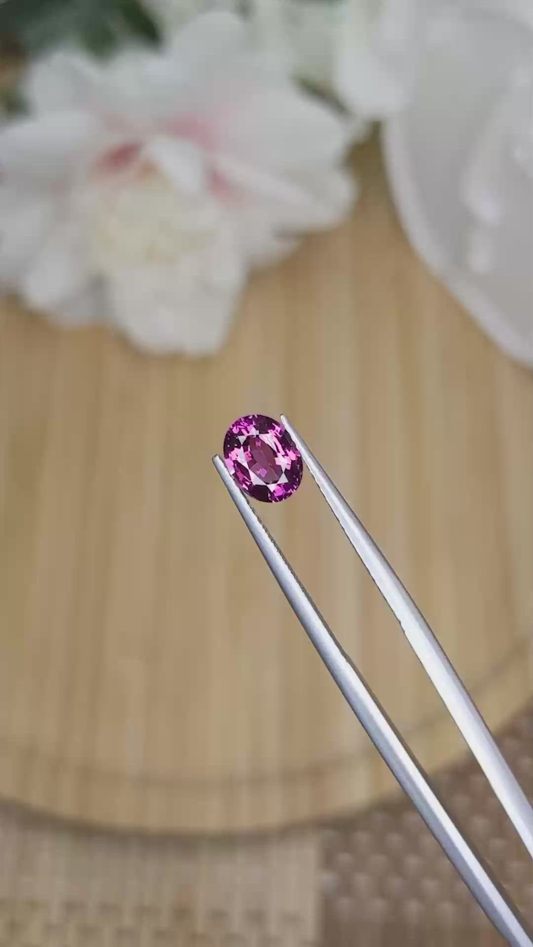 1.19 Ct. Pinkish Purple Garnet from Ceylon (Sri Lanka) Size Video