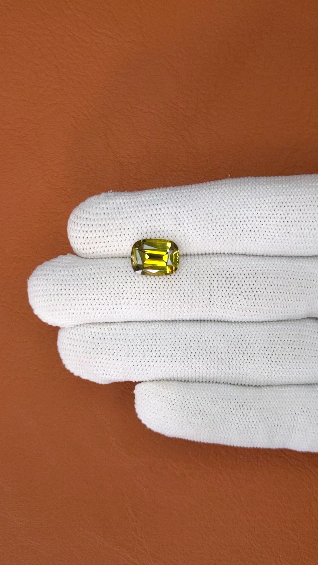 4.91 Ct. Greenish Yellow Chrysoberyl from Ceylon (Sri Lanka) Size Video