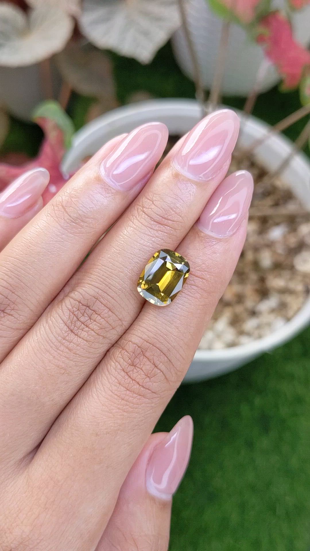 4.91 Ct. Greenish Yellow Chrysoberyl from Ceylon (Sri Lanka) Size Video