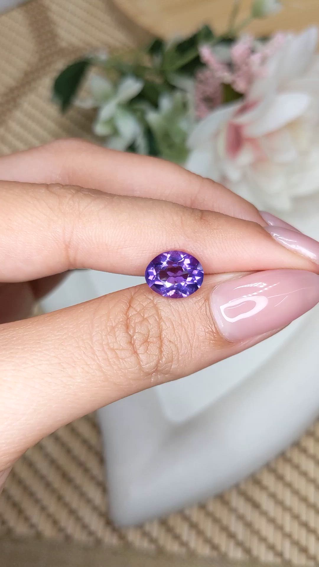 2.43 Ct. Purple Amethyst from Ceylon (Sri Lanka) Size Video