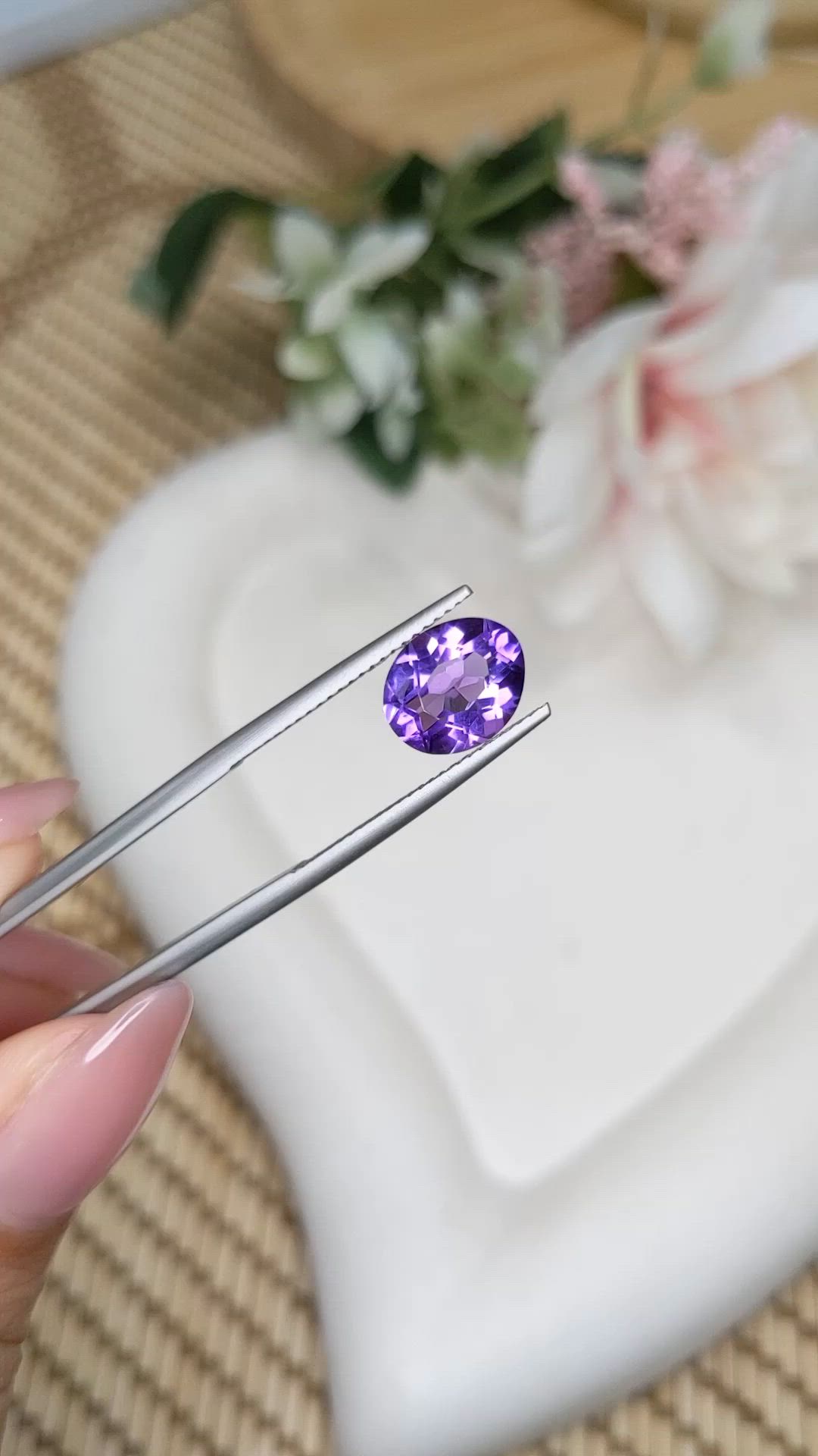 2.43 Ct. Purple Amethyst from Ceylon (Sri Lanka) Size Video