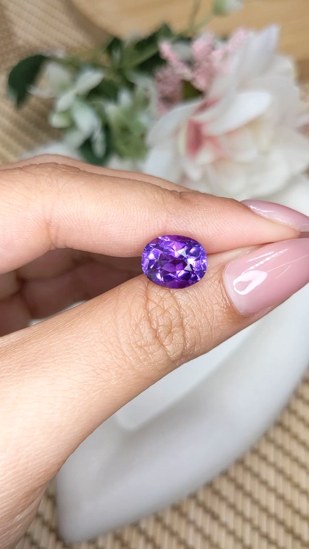 3.65 Ct. Purple Amethyst from Ceylon (Sri Lanka) Size Video