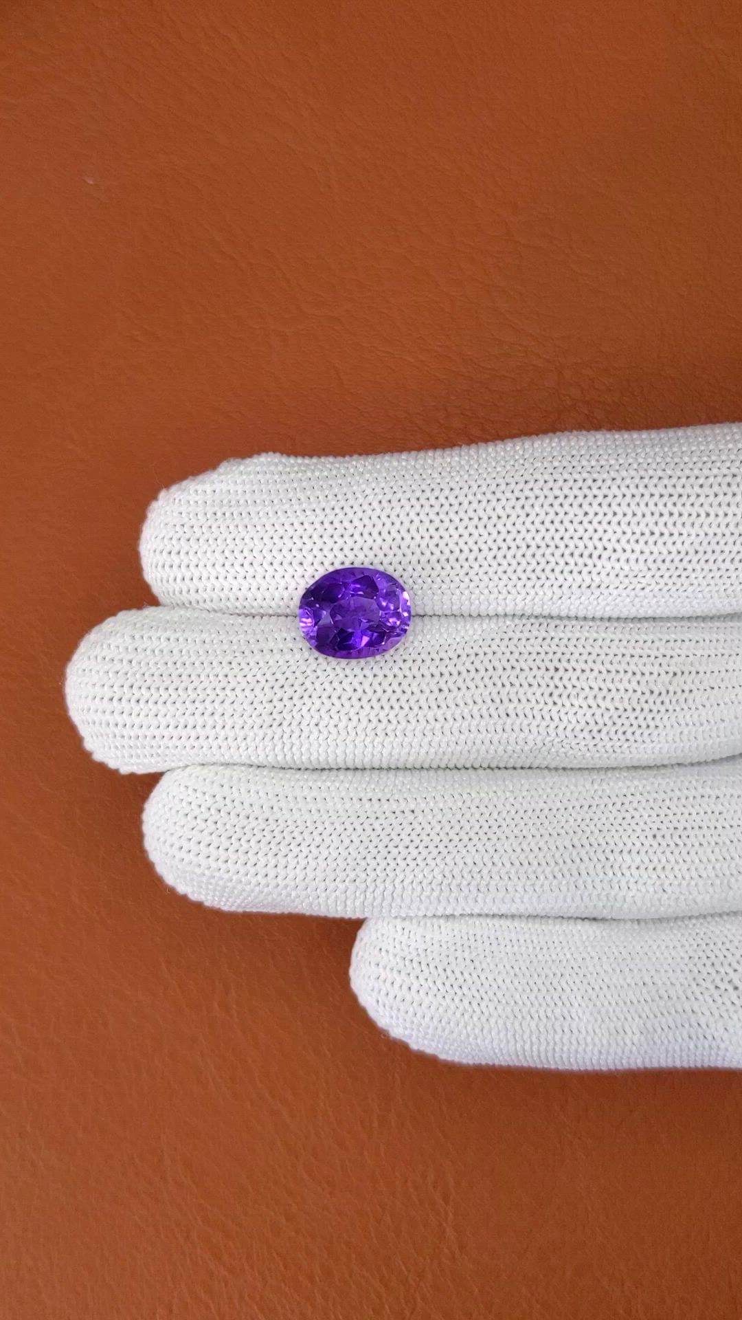 3.65 Ct. Purple Amethyst from Ceylon (Sri Lanka) Size Video