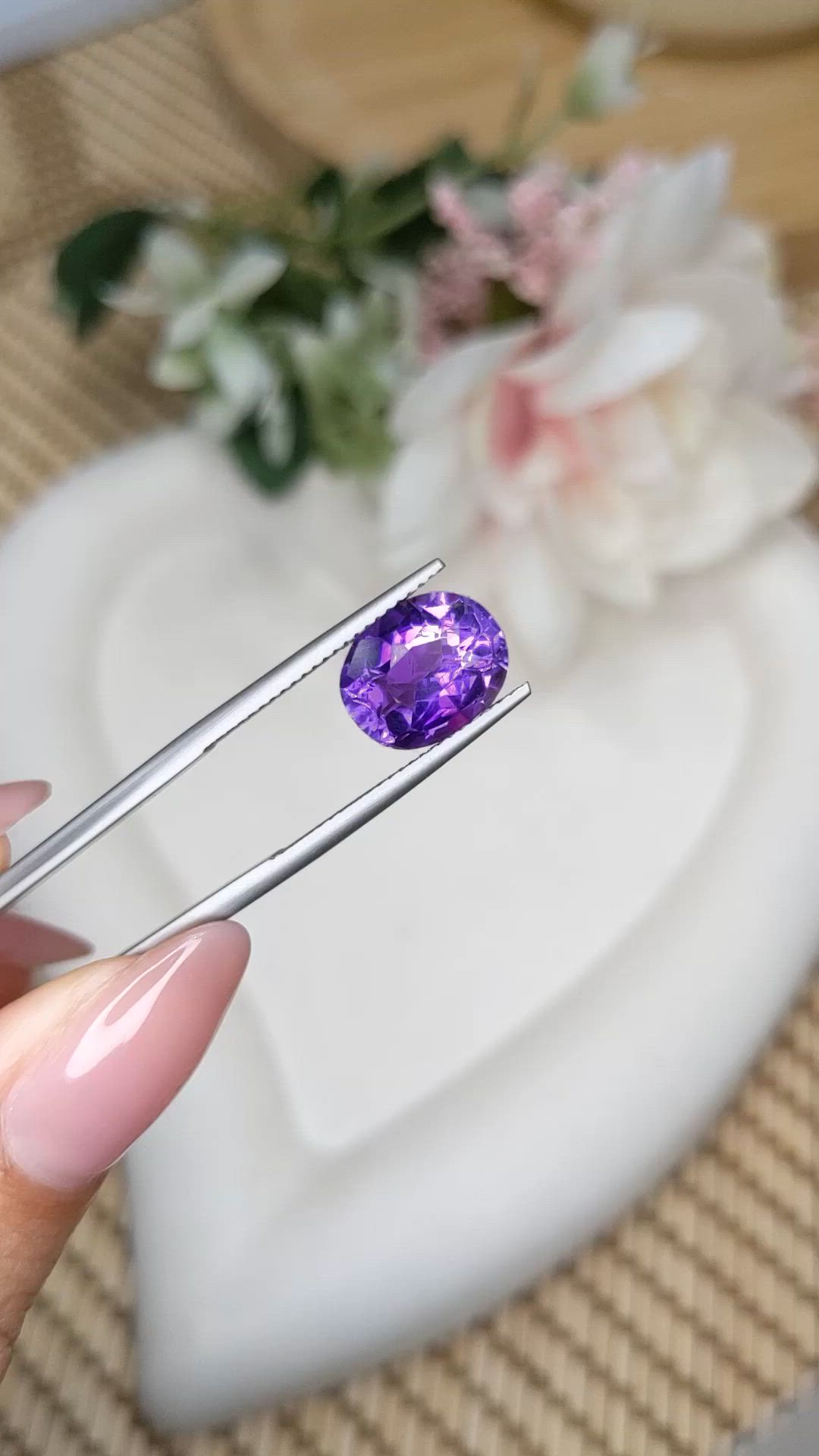 3.65 Ct. Purple Amethyst from Ceylon (Sri Lanka) Size Video