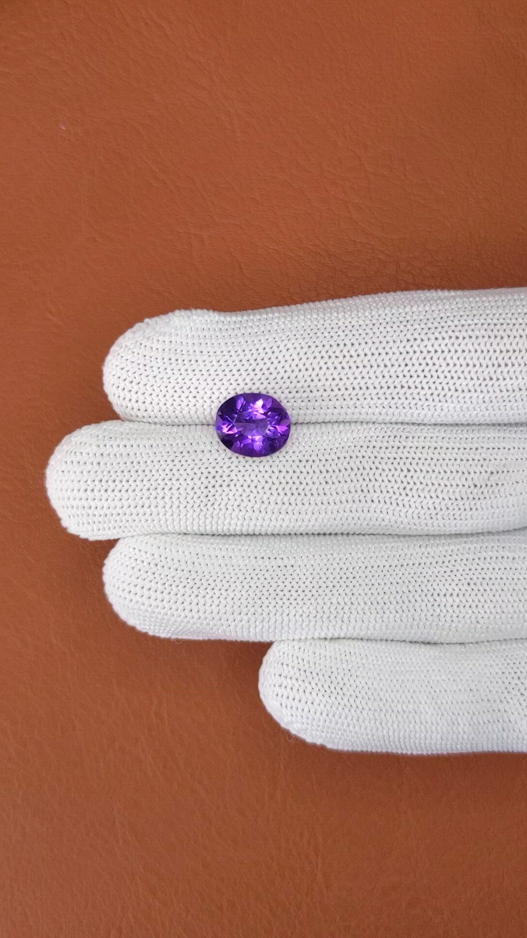 3.47 Ct. Purple Amethyst from Ceylon (Sri Lanka) Size Video