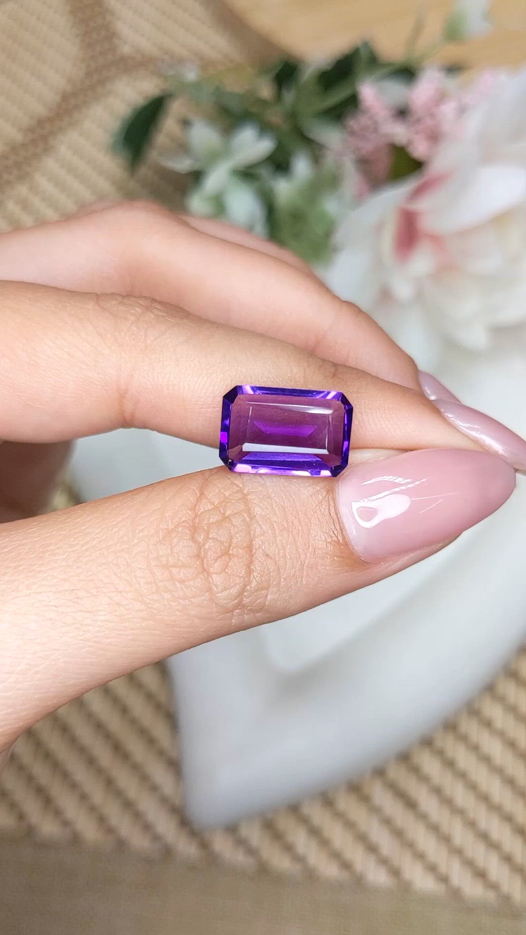 4.94 Ct. Purple Amethyst from Ceylon (Sri Lanka) Size Video