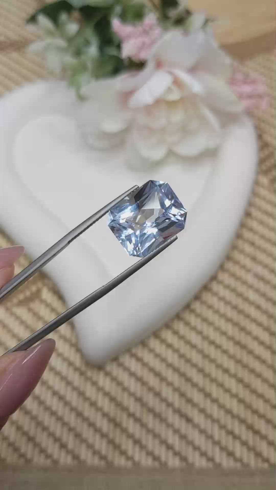 13.63 Ct. Blue Quartz from Brazil Size Video