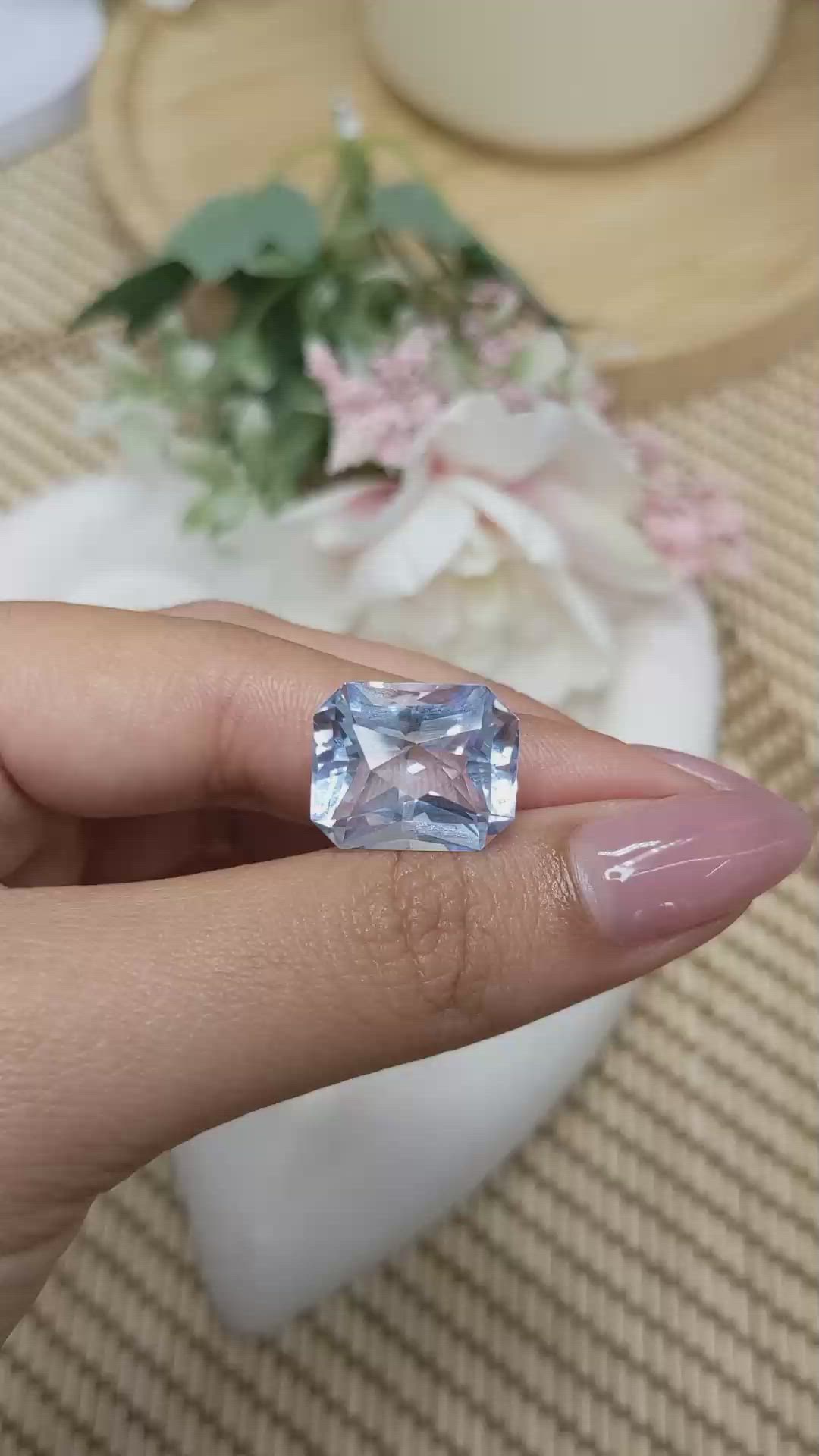 13.63 Ct. Blue Quartz from Brazil Size Video