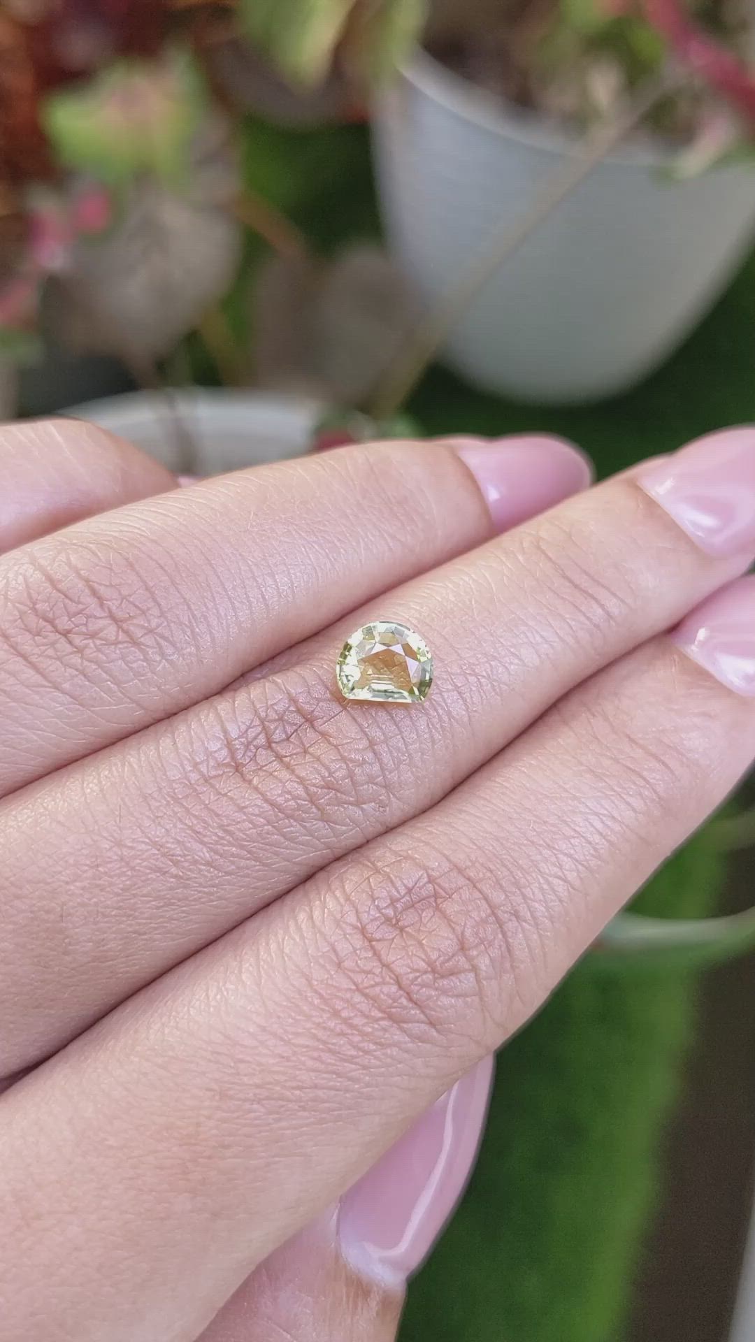 1.20 Ct. Yellowish Green Chrysoberyl from Ceylon (Sri Lanka) Size Video